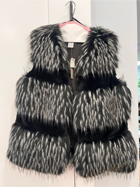 Black & White Faux Fur Vest